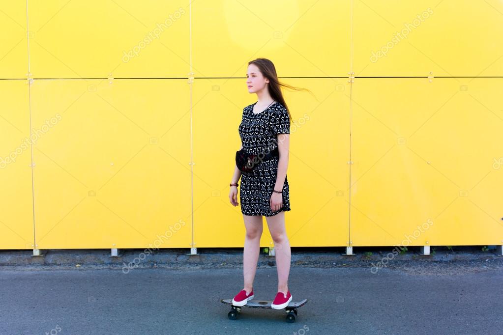 Girl Skater Hair Cool Young And Beautiful Caucasian Blonde