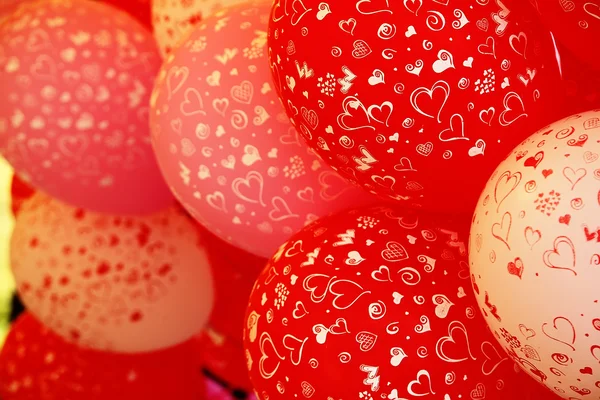 Red and white ballons with heart print — Stock Photo, Image