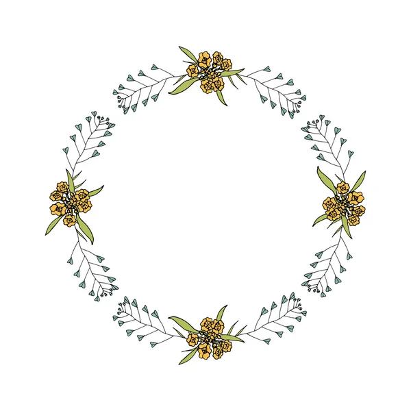 Une carte avec une couronne de fleurs . — Image vectorielle