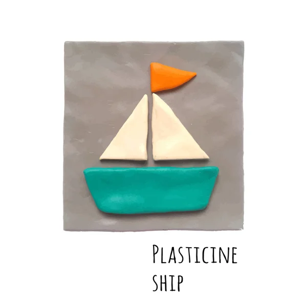 Buque de plastilina — Vector de stock