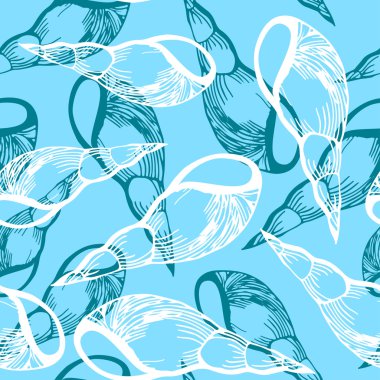 Sketch seashell seamless texture
