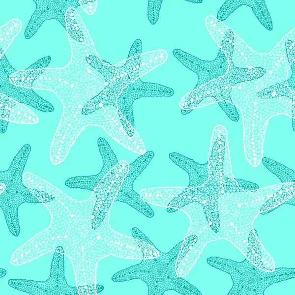 Sketch starfish seamless — ストックベクタ