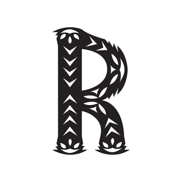Letter R in ethnic style. — Stock vektor