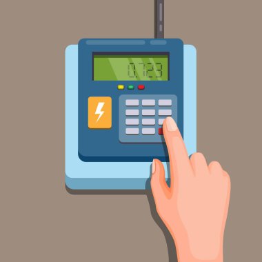 Elektrik jetonu. Çizgi film illüstrasyon vektöründe elektrik evi konseptini geliştirmek için el ekleme kodu