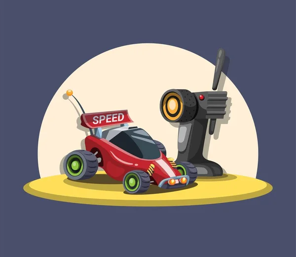 Voiture Buggy Avec Télécommande Sable Concept Dans Dessin Animé Illustration — Image vectorielle