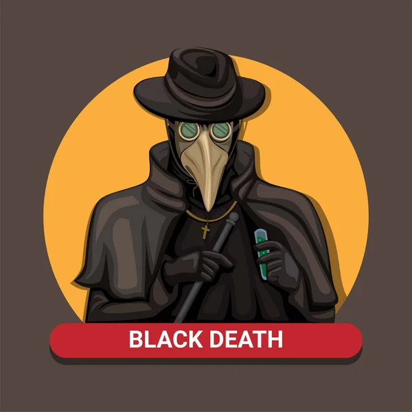 Black Death Plague Doctor Equipo Médico Pandémico Medieval Desgaste Pájaro — Vector de stock