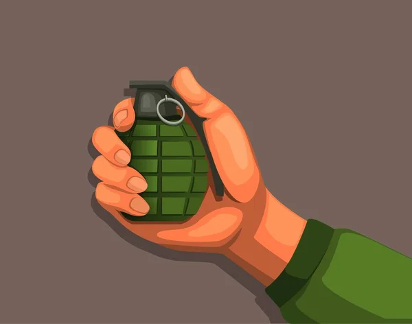 Granada Mão Exército Explosão Arma Conceito Símbolo Equipamento Desenho Animado — Vetor de Stock