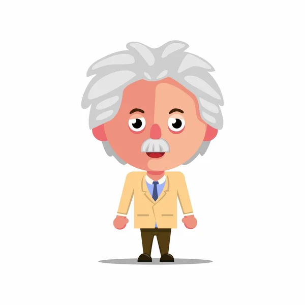 Illustration Von Albert Einstein Wissenschaftler Avatar Charakter Konzept Cartoon Flachen — Stockvektor