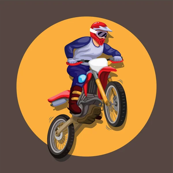 Motocross Rider Freestyle Mascota Personaje Acción Ilustración Dibujos Animados Vector — Archivo Imágenes Vectoriales