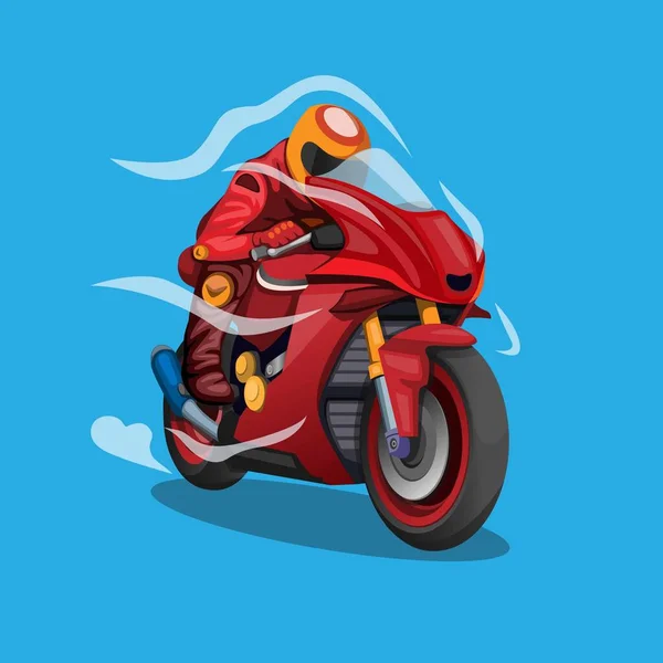 Motorcykel Fortkörning Med Aerodynamiska Luftflöde Symbol Begrepp Illustration Tecknad Vektor — Stock vektor