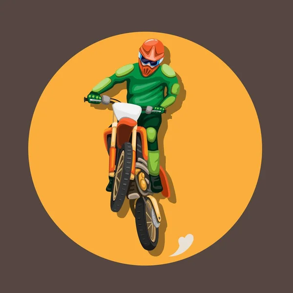 Motocross Ciclista Salto Pose Mascota Carácter Símbolo Concepto Ilustración Dibujos — Vector de stock