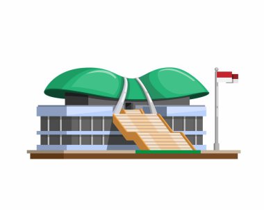 The MPR/DPR Building of government for the Indonesian legislative. symbol concept in cartoon flat illustration vector on white background clipart