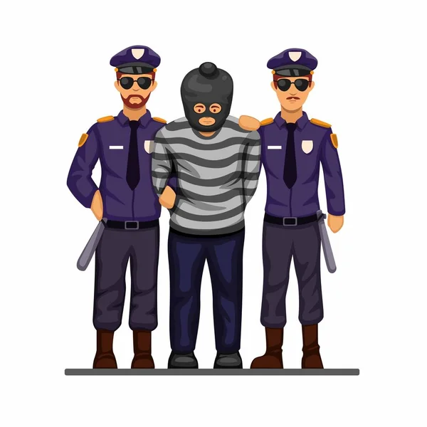 Policía Capturado Terrorista Criminal Hombre Con Concepto Símbolo Esposas Ilustración — Vector de stock