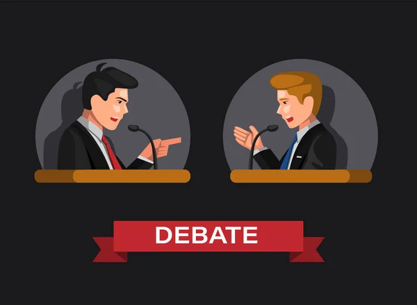 卡通人物中的总统选举或法律与商业活动符号概念的辩论 — 图库矢量图片