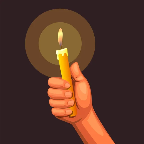 Mano Celebración Vela Concepto Luz Vector Ilustración Dibujos Animados Sobre — Archivo Imágenes Vectoriales