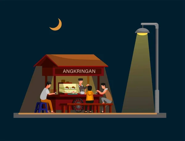 Angkringan Jest Tradycyjnym Ulicznym Jedzeniem Jogjakarty Indonezji Nocy Koncepcja Wektor — Wektor stockowy