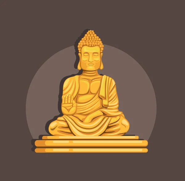 Golden Buddha Statue Religion Symbol Concept Cartoon Illustration Vector — Stock Vector