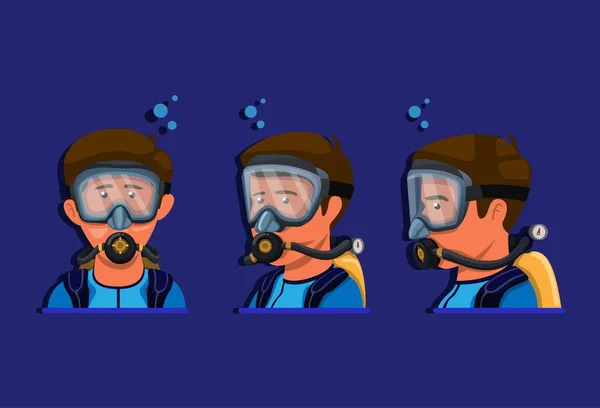 Potápěčské Šnorchlování Muž Nosit Plavky Brýle Voda Kyslíkem Trubice Symbol — Stockový vektor