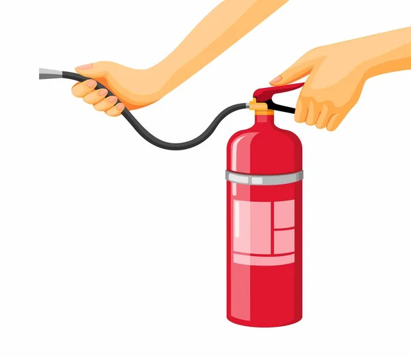 Hand Holding Fire Extinguisher Emergency Tool Cartoon Illustration Vector Isolated — Stock Vector