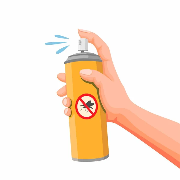 Spray Controllo Dei Parassiti Bomboletta Aerosol Repellente Zanzare Concetto Cartone — Vettoriale Stock