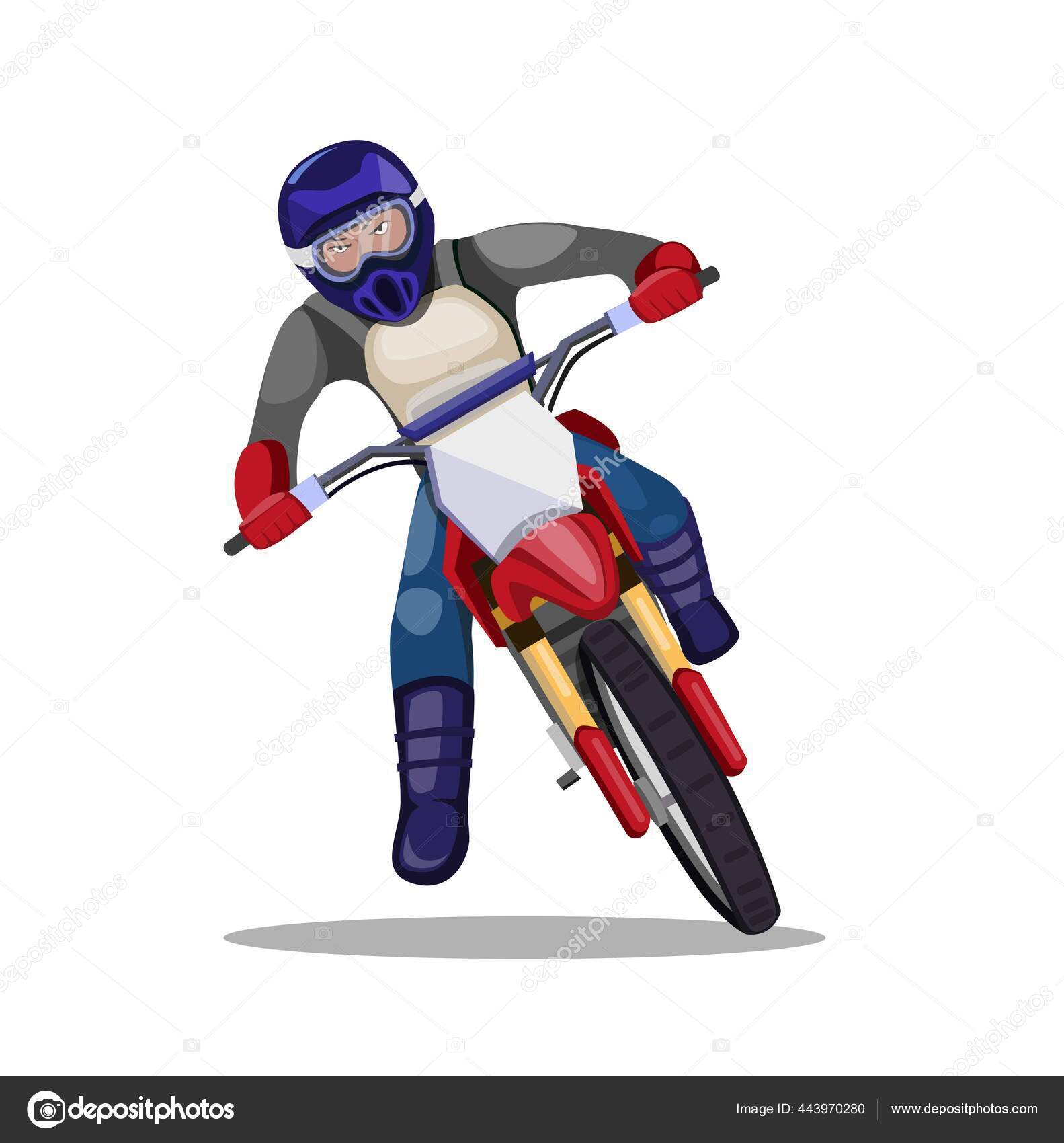 Man Riding Motocross Dirt Bike Racer Motorbike Trail Cornering Cartoon  Stock Vector Image by ©Simplyamazing #443970280