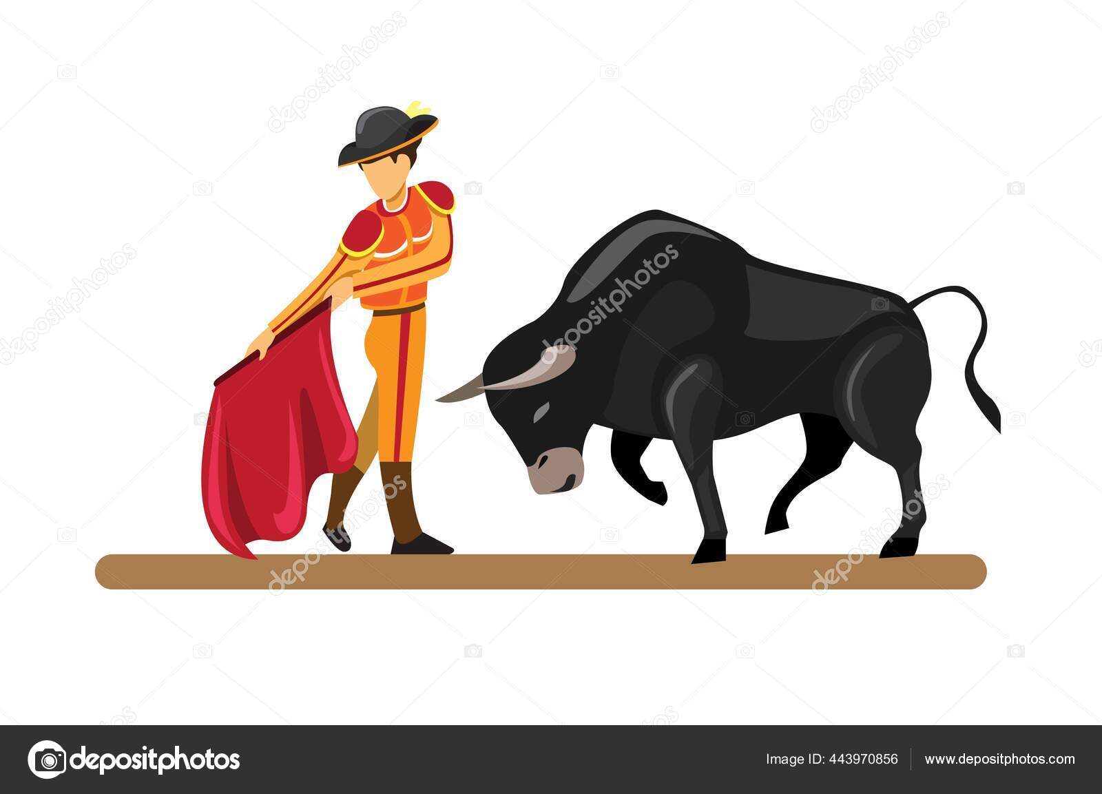 Spanish Traditional Attraction Bull Matador Cartoon Flat Illustration  Vector Isolated Stock Vector Image by ©Simplyamazing #443970856