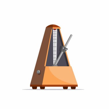 ahşap metronom, karikatür gerçekçi illüstrasyon vektöründe müzikal enstrüman aracı beyaz arkaplanda izole