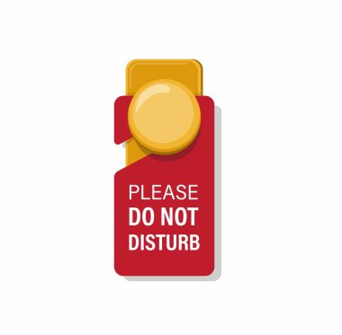 Beyaz arka planda izole edilmiş çizgi film düz çizim vektörünü kapı kolundaki tabelayı bozmayın.