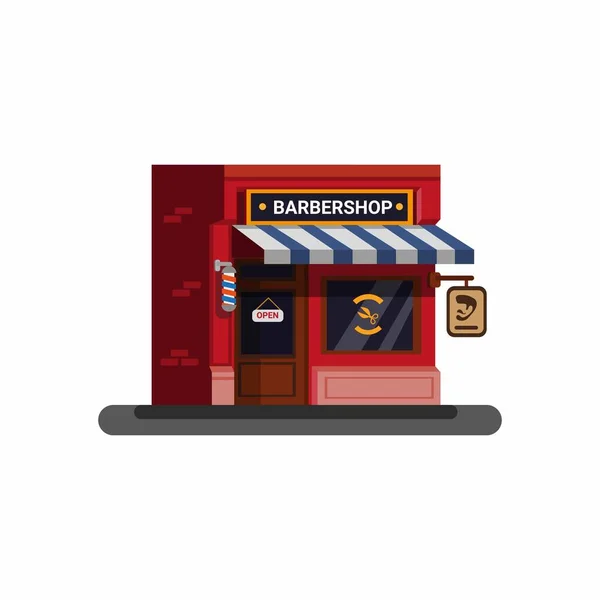 Barbearia Edifício Estilo Plano Ilustração Vetor Isolado Fundo Branco —  Vetores de Stock