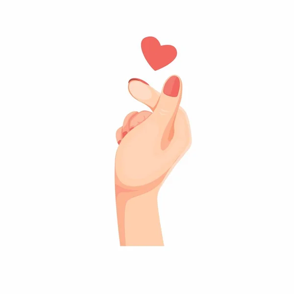 Χέρι Δάχτυλο Σύμβολο Αγάπης Κορεάτικη Χειρονομία Καρδιάς Κινούμενα Σχέδια Επίπεδη — Διανυσματικό Αρχείο