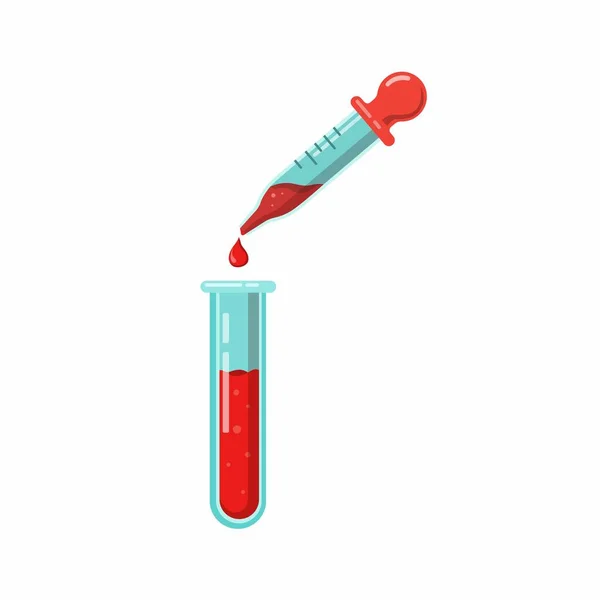 Test Laboratoryjny Pobieram Próbkę Krwi Pipetą Probówki Ikony Konturu Medycznego — Wektor stockowy