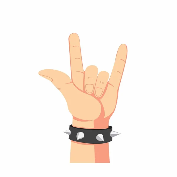 Zware Metalen Hand Symbool Menselijke Hand Met Spike Armband Cartoon — Stockvector
