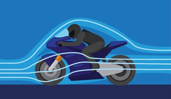 Tecnología Aerodinámica Eólica Automovilismo Moto Con Control Fuerza Viento Para — Archivo Imágenes Vectoriales