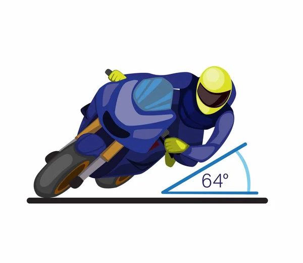 Anlehnwinkel Auf Motorsport Kurven Fahrstil Auf Rennmotorrad Cartoon Flache Illustration — Stockvektor