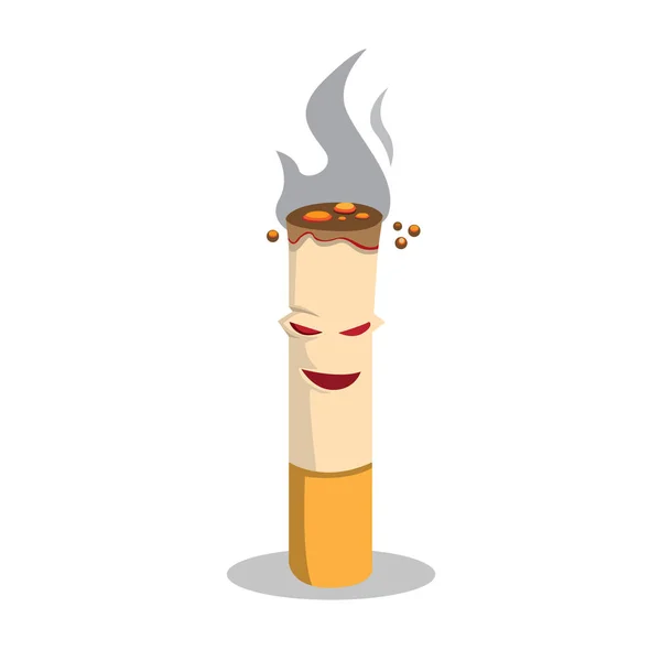 Zigarettenmaskottchen Mit Bösem Gesichtsausdruck Gefahr Rauchen Simbol Logo Symbol Cartoon — Stockvektor
