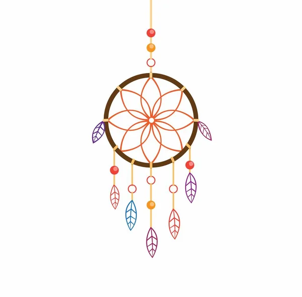 Dream Catcher Style Artisanat Conception Indienne Noeud Cadre Cercle Fait — Image vectorielle