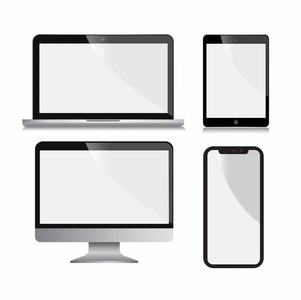 pc, smartphone, laptop, beyaz siyah zemin modelleme şablonu vektörü olan tablet