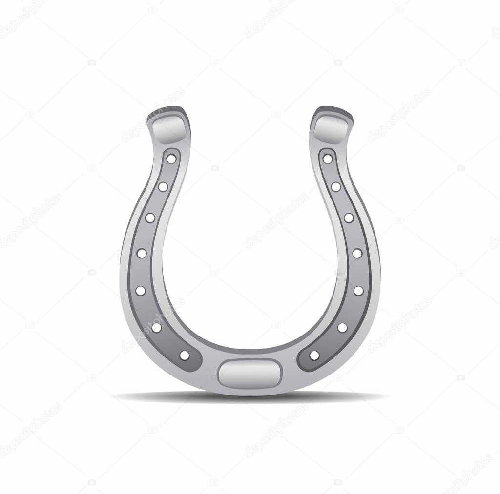 iron silver horseshoe realistic illustration vector isolated in white background