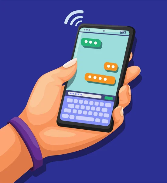 Smartphone Portable Avec Message Application Chat Concept Fournisseur Services Téléphonie — Image vectorielle