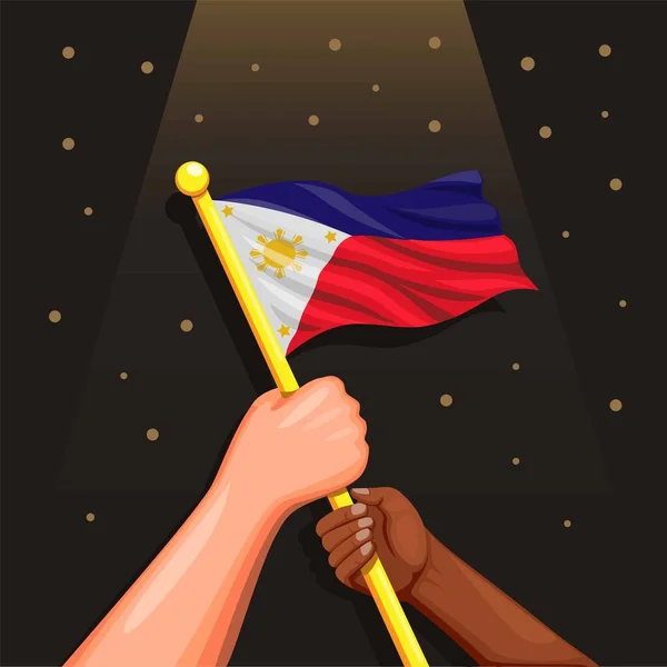 Philipine Flag People Hand Celeration June Independence Day Philipine Concept — Stockový vektor