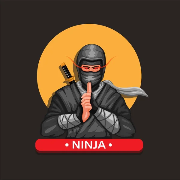 Ninja Mascote Figura Personagem Cultura Japonesa Ilustração Desenho Animado Vetor — Vetor de Stock