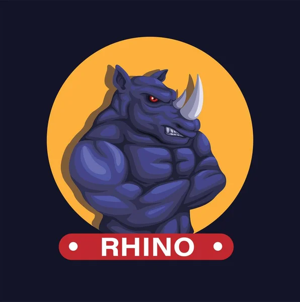 Rhino Ζώο Μπράτσα Διπλωμένα Μασκότ Σχήμα Χαρακτήρα Εικονογράφηση Διάνυσμα — Διανυσματικό Αρχείο