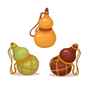 Geleneksel Çin Calabash Şişe Kabağı İllüstrasyon Vektörü Beyaz Arkaplanda İzole Edildi