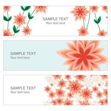 Geometrik şeftali çiçekleri ile Web banner