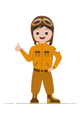 Kâşif ve havacı çocuklar beyaz arkaplanda izole edilmiş karakter maskotu vektör çizimi