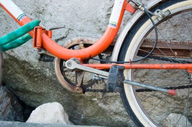 Eski mekanik Bisiklet detayı - siyah ve beyaz