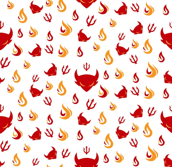 Diabeł z płomieni i widelce wzór — Wektor stockowy