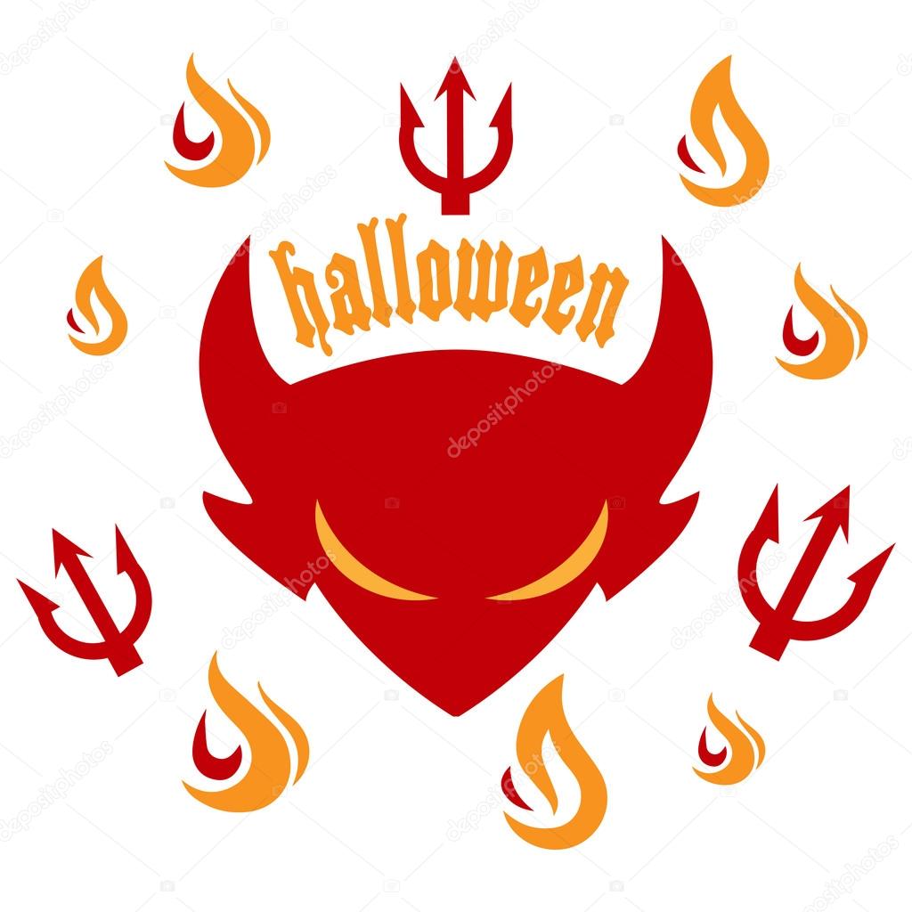Halloween party - devil with flames and forks