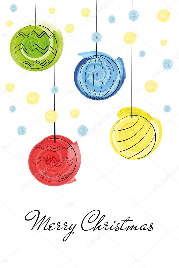Christmas balls draw watercolor