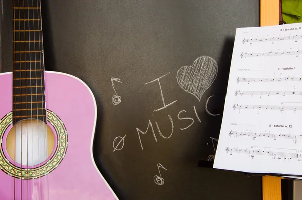 Escola de música de guitarra para crianças — Fotografia de Stock